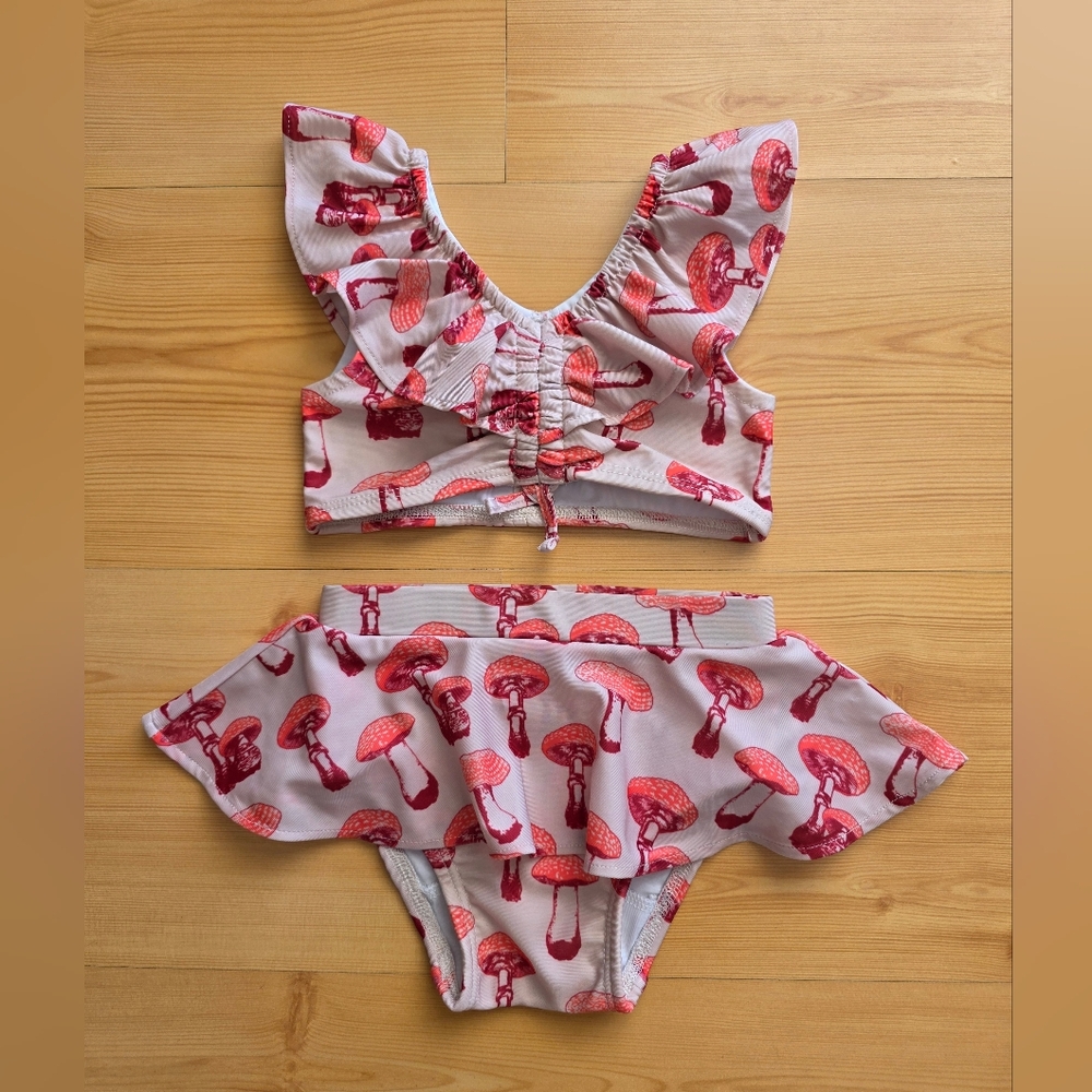 Kate Quinn Mushroom Print Two-Piece Swimsuit 18-24 GUC